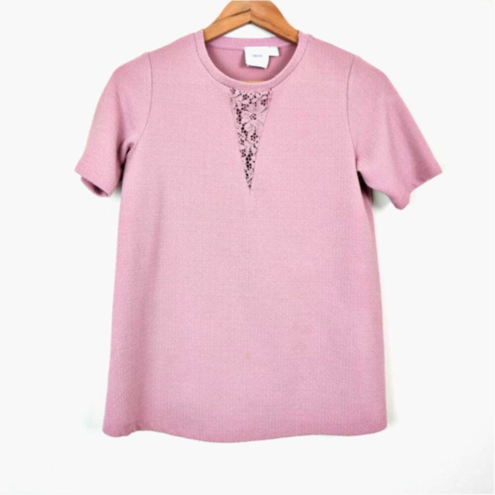 ASOS Maternity Size S Knit Blouse Lace Detail Short Sleeves Mauve Pink